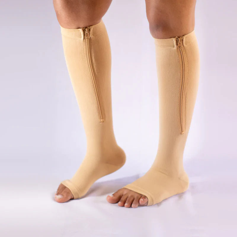FlexZip – Calze elasticizzate con zip - Beige - L