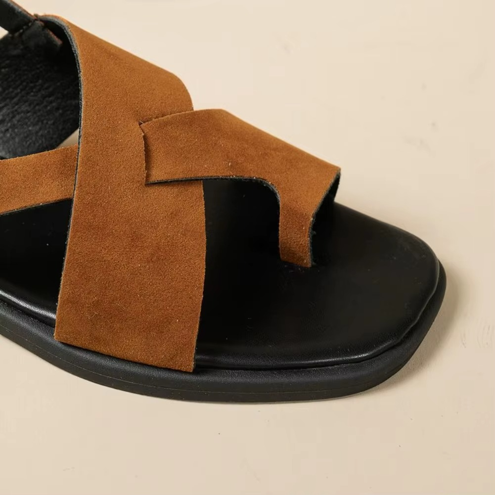 Donna – Sandali con zeppa comodi - Marrone - 40